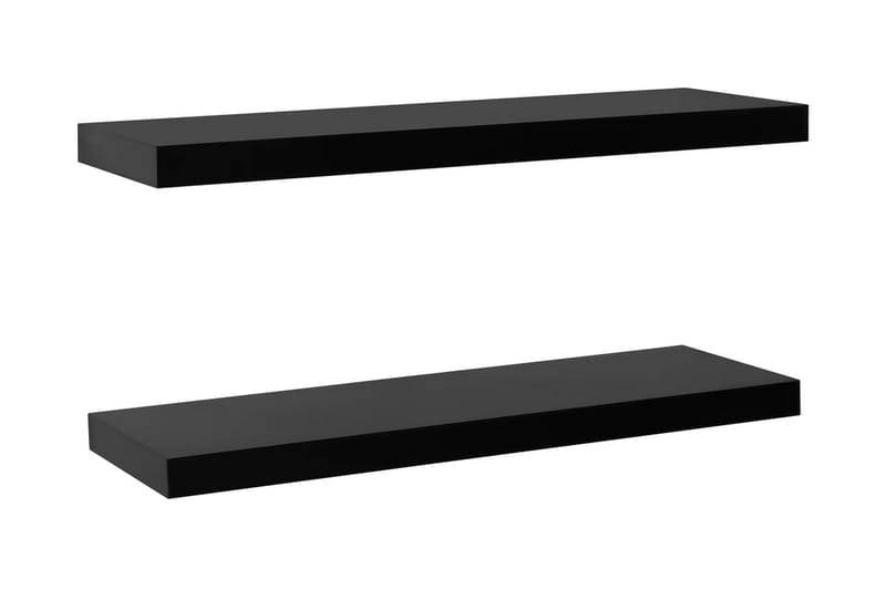 Svävande vägghyllor 2 st svart 100x20x3,8 cm - Svart - Förvaring - Hylla - Vägghylla