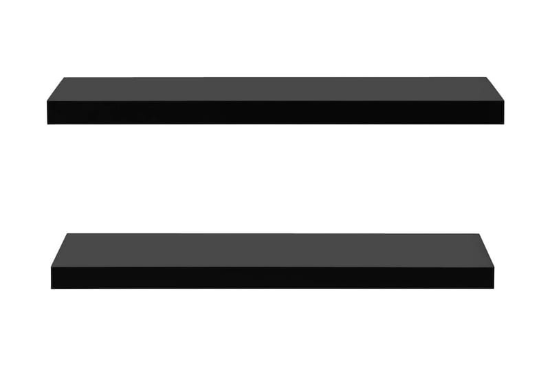 Svävande vägghyllor 2 st svart 100x20x3,8 cm - Svart - Vägghylla