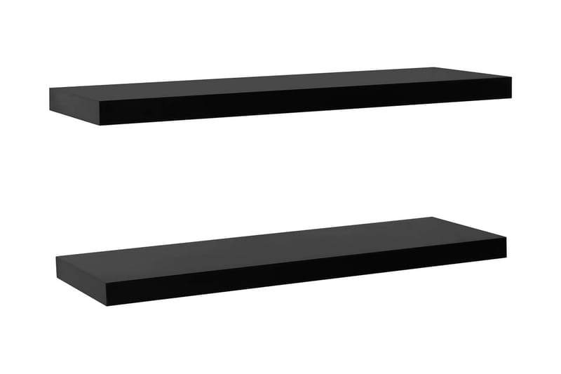 Svävande vägghyllor 2 st svart 120x20x3,8 cm - Svart - Förvaring - Hylla - Vägghylla