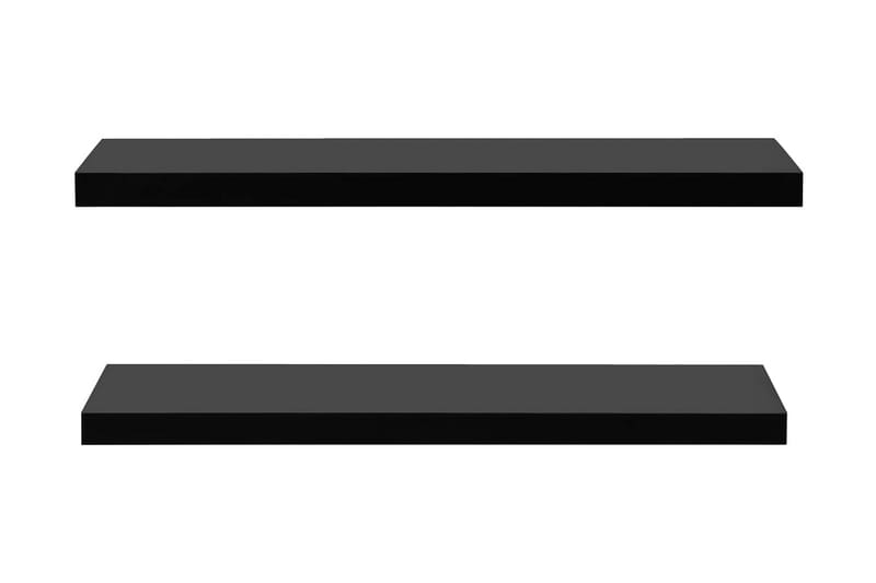 Svävande vägghyllor 2 st svart 120x20x3,8 cm - Svart - Vägghylla