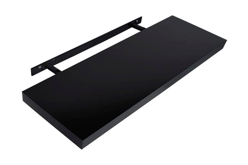 Svävande vägghyllor 2 st svart 120x20x3,8 cm - Svart - Förvaring - Hylla - Vägghylla