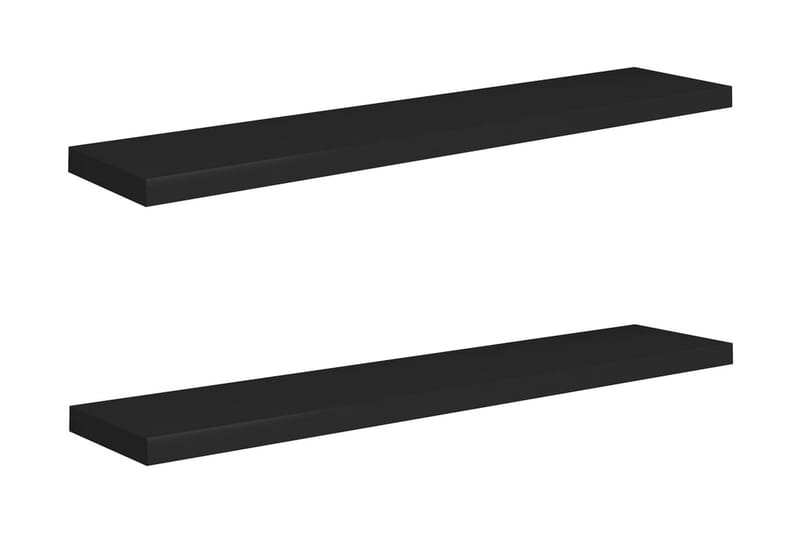 Svävande vägghyllor 2 st svart 120x23,5x3,8 cm MDF - Svart - Förvaring - Hylla - Vägghylla