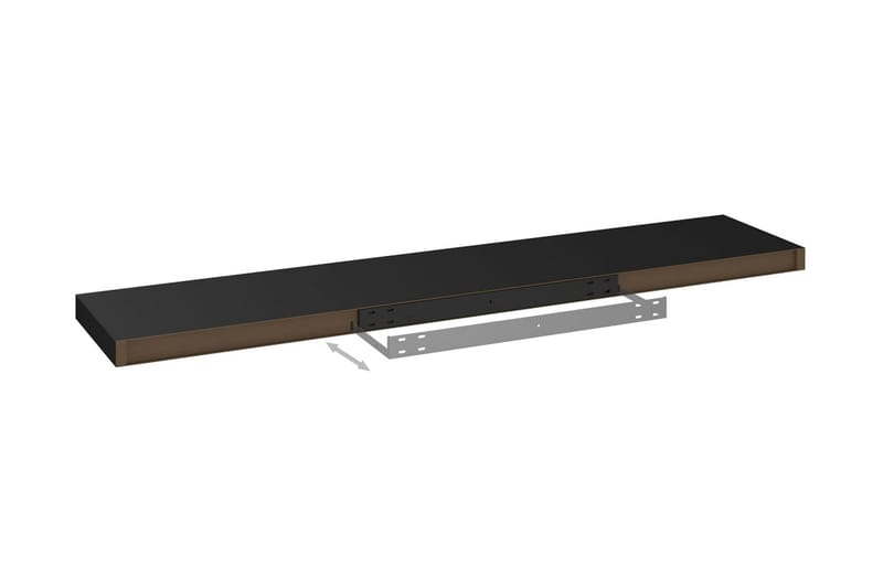 Svävande vägghyllor 2 st svart 120x23,5x3,8 cm MDF - Svart - Förvaring - Hylla - Vägghylla