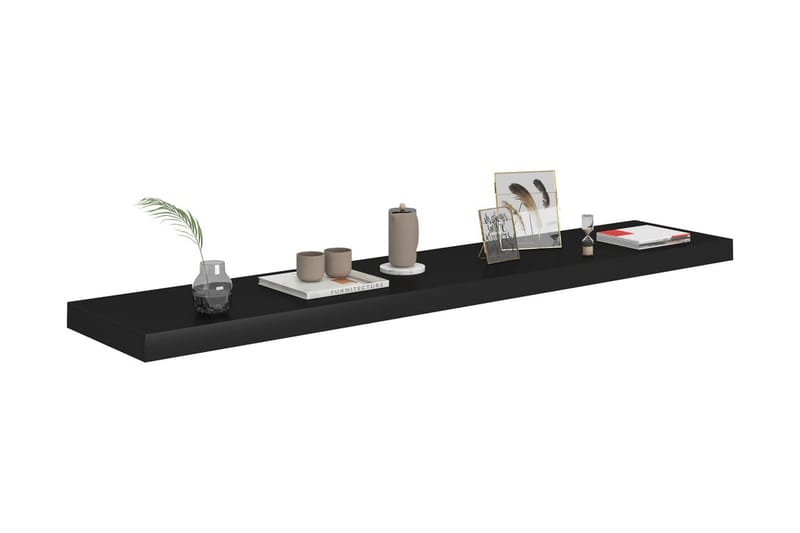 Svävande vägghyllor 2 st svart 120x23,5x3,8 cm MDF - Svart - Förvaring - Hylla - Vägghylla