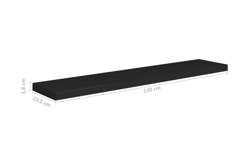 Svävande vägghyllor 2 st svart 120x23,5x3,8 cm MDF - Svart - Förvaring - Hylla - Vägghylla