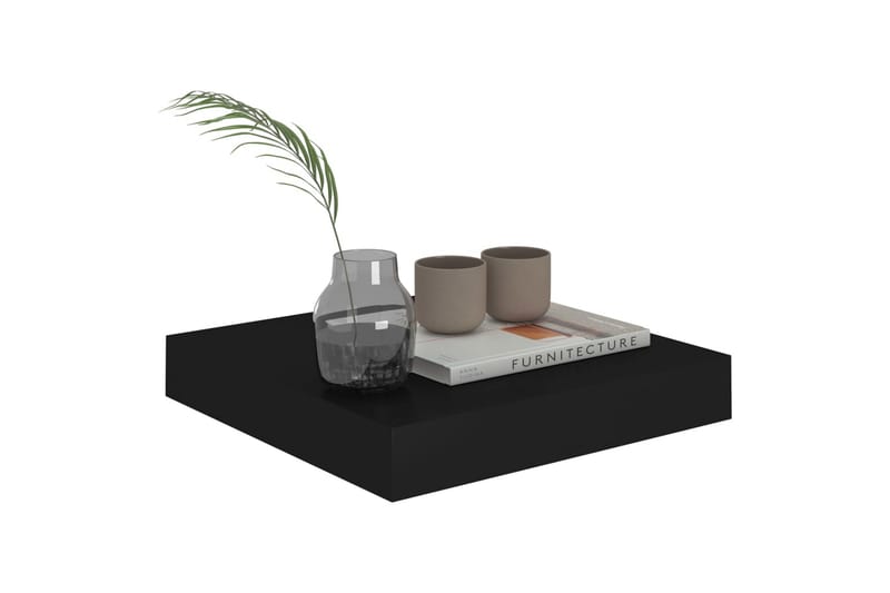 Svävande vägghyllor 2 st svart 23x23,5x3,8 cm MDF - Svart - Förvaring - Hylla - Vägghylla