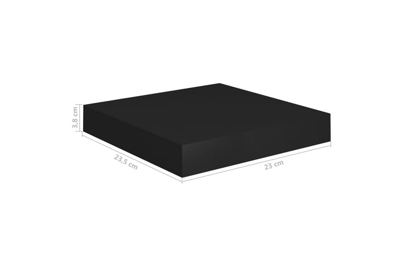 Svävande vägghyllor 2 st svart 23x23,5x3,8 cm MDF - Svart - Förvaring - Hylla - Vägghylla