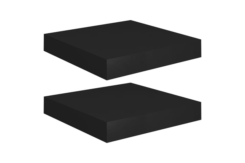 Svävande vägghyllor 2 st svart 23x23,5x3,8 cm MDF - Svart - Vägghylla