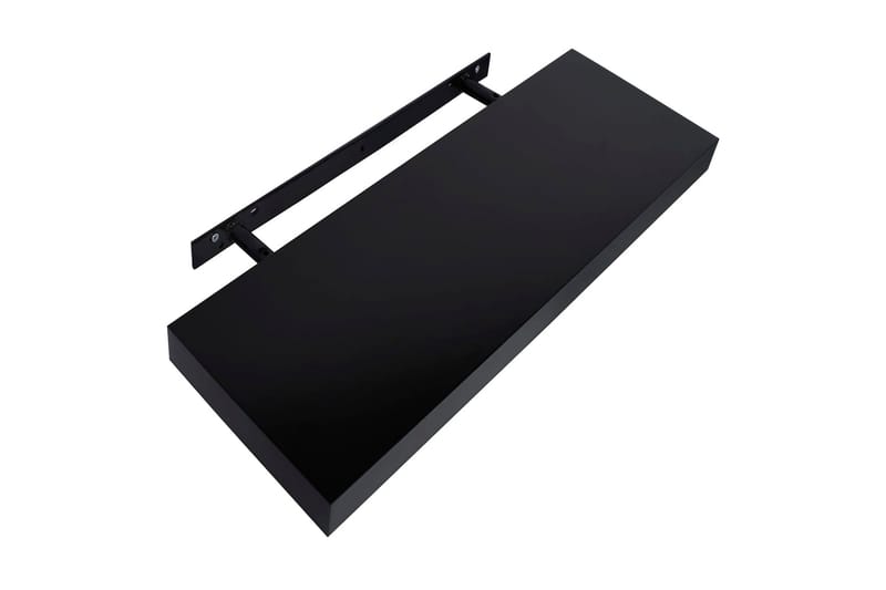 Svävande vägghyllor 2 st svart 40x20x3,8 cm - Svart - Vägghylla