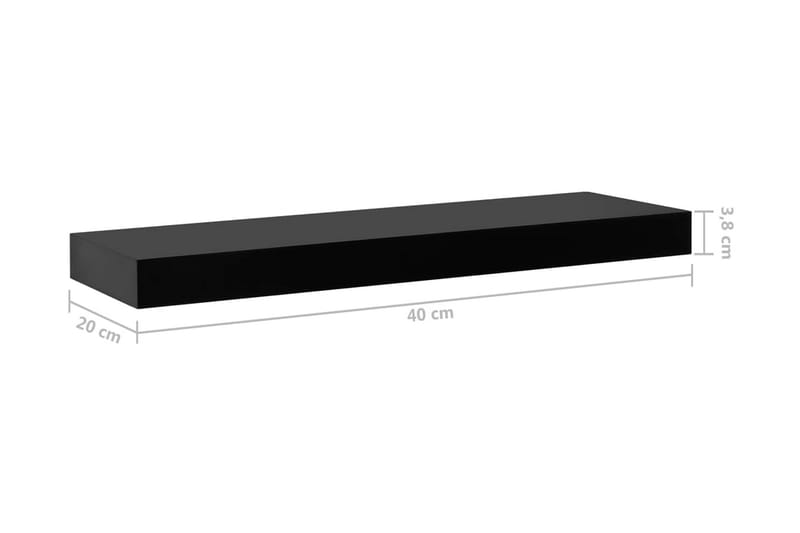 Svävande vägghyllor 2 st svart 40x20x3,8 cm - Svart - Vägghylla