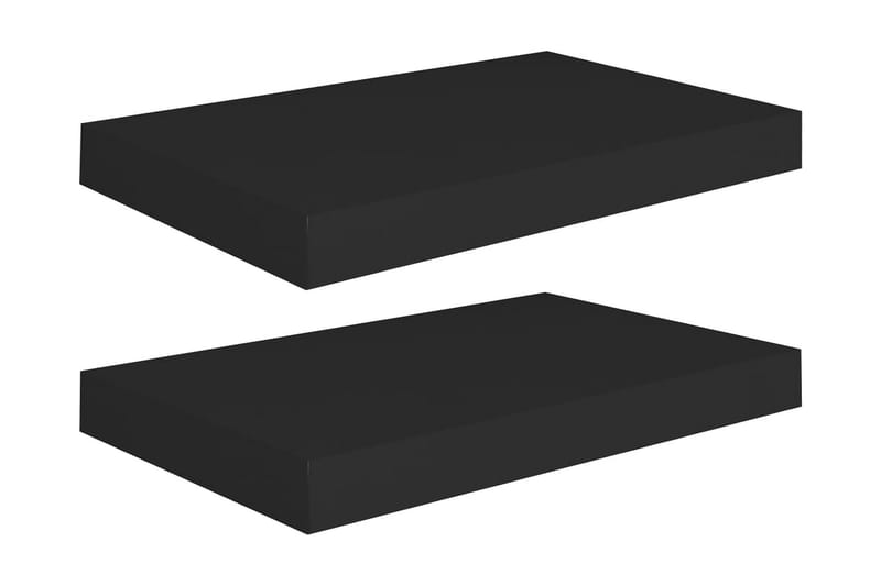 Svävande vägghyllor 2 st svart 40x23x3,8 cm MDF - Svart - Förvaring - Hylla - Vägghylla