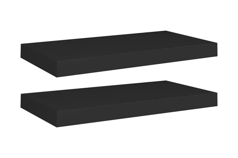 Svävande vägghyllor 2 st svart 50x23x3,8 cm MDF - Svart - Förvaring - Hylla - Vägghylla