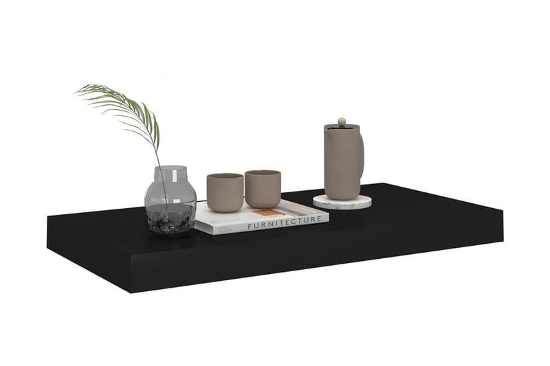 Svävande vägghyllor 2 st svart 50x23x3,8 cm MDF - Svart - Förvaring - Hylla - Vägghylla