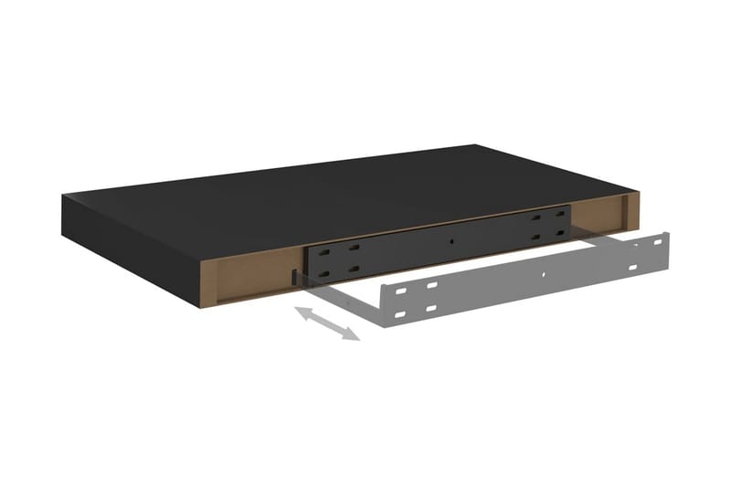 Svävande vägghyllor 2 st svart 50x23x3,8 cm MDF - Svart - Förvaring - Hylla - Vägghylla