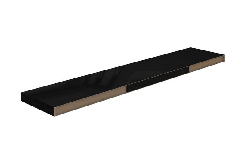 Svävande vägghyllor 2 st svart högglans 120x23,5x3,8 cm MDF - Svart - Förvaring - Hylla - Vägghylla