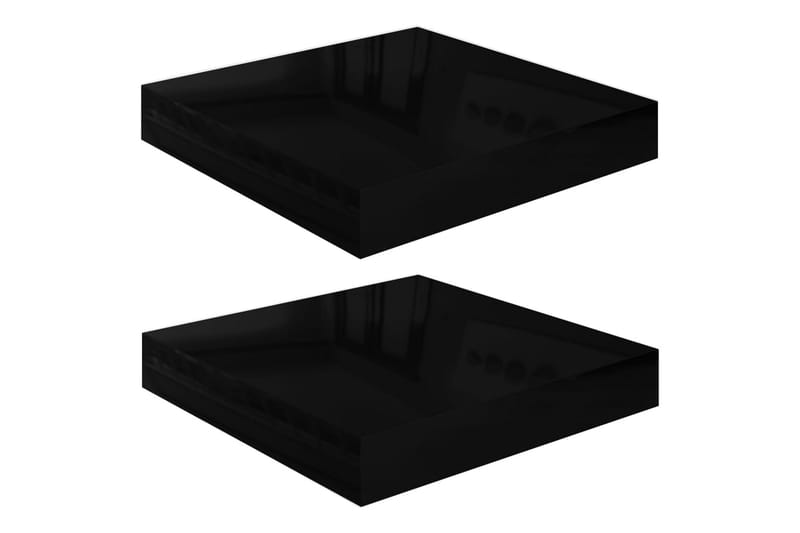 Sv�ävande vägghyllor 2 st svart högglans 23x23,5x3,8 cm MDF - Svart - Förvaring - Hylla - Vägghylla