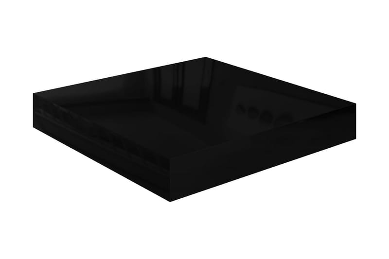 Svävande vägghyllor 2 st svart högglans 23x23,5x3,8 cm MDF - Svart - Förvaring - Hylla - Vägghylla