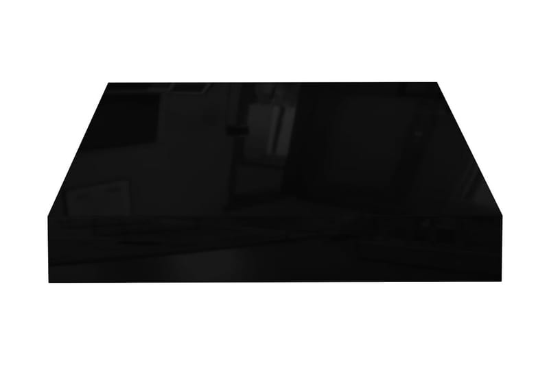Svävande vägghyllor 2 st svart högglans 23x23,5x3,8 cm MDF - Svart - Förvaring - Hylla - Vägghylla