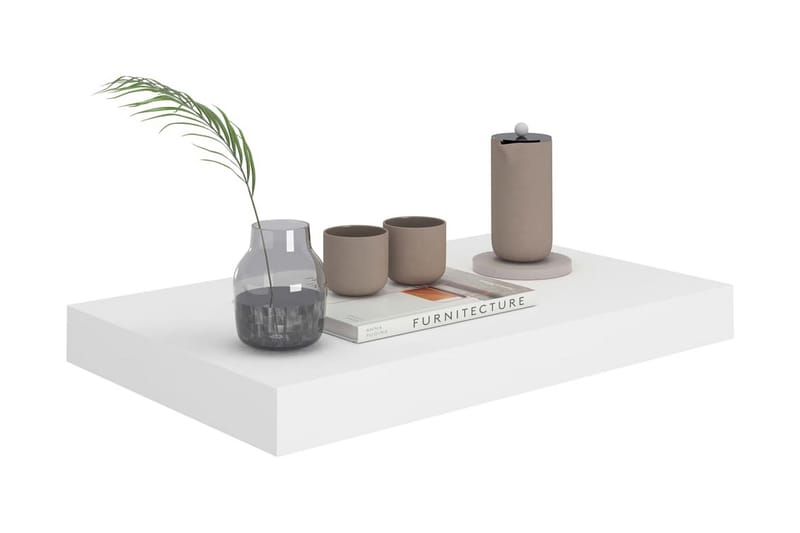 Svävande vägghyllor 2 st vit 40x23x3,8 cm MDF - Vit - Förvaring - Hylla - Vägghylla