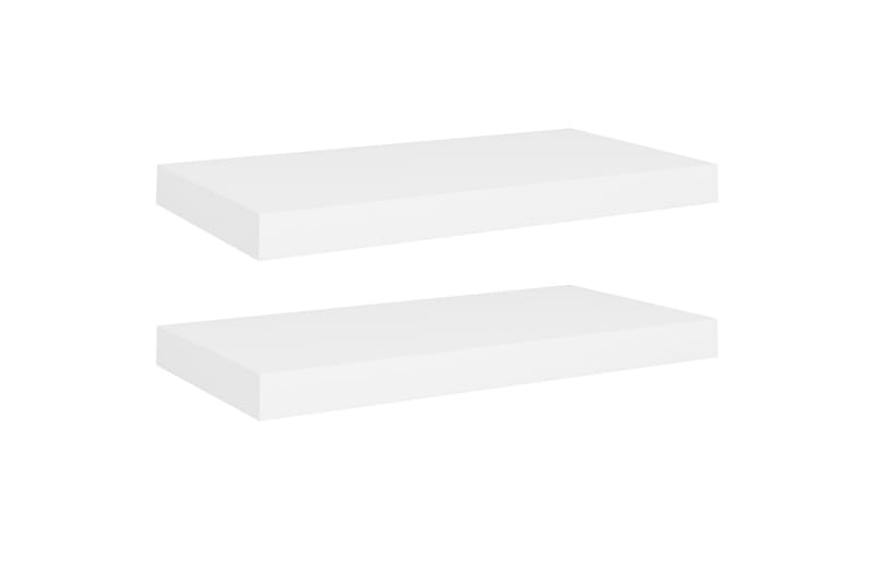 Svävande vägghyllor 2 st vit 50x23x3,8 cm MDF - Vit - Förvaring - Hylla - Vägghylla
