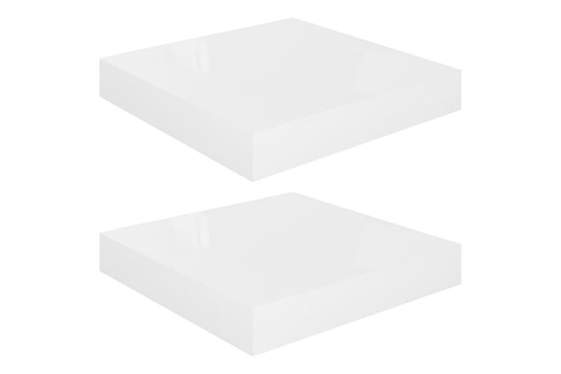Svävande vägghyllor 2 st vit högglans 23x23,5x3,8 cm MDF - Vit - Förvaring - Hylla - Vägghylla