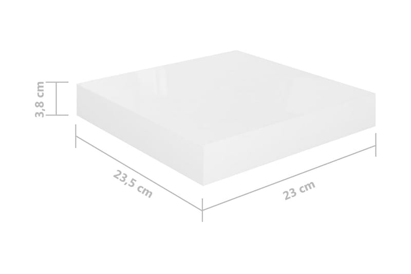 Svävande vägghyllor 2 st vit högglans 23x23,5x3,8 cm MDF - Vit - Förvaring - Hylla - Vägghylla