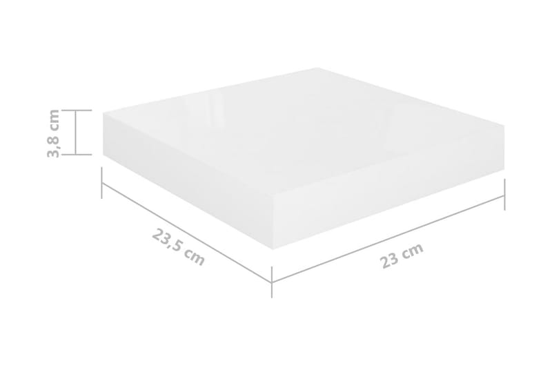 Svävande vägghyllor 2 st vit högglans 23x23,5x3,8 cm MDF - Vit - Vägghylla