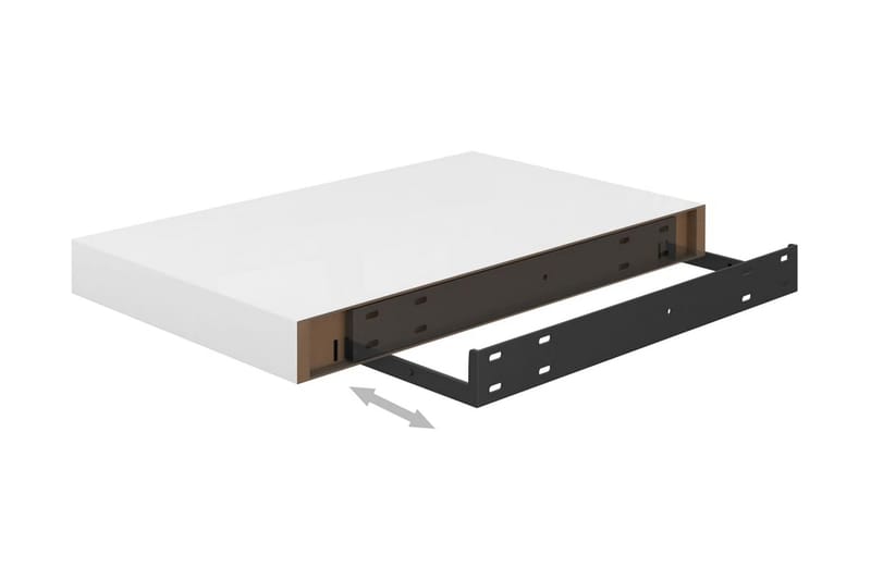 Svävande vägghyllor 2 st vit högglans 40x23x3,8 cm MDF - Vit - Förvaring - Hylla - Vägghylla