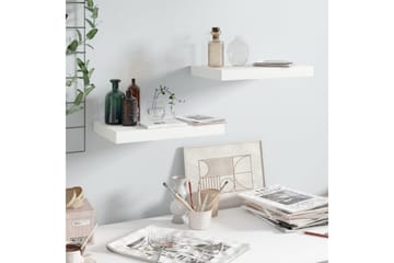 Svävande vägghyllor 2 st vit högglans 40x23x3,8 cm MDF