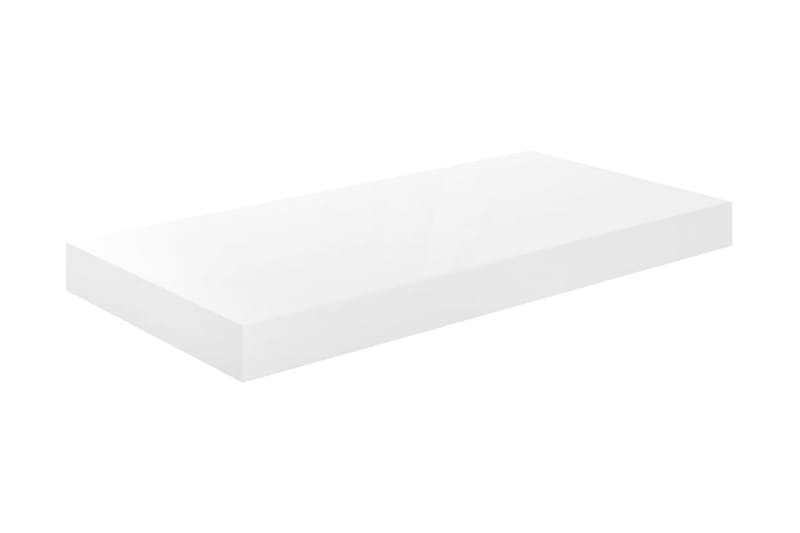 Svävande vägghyllor 2 st vit högglans 50x23x3,8 cm MDF - Vit - Förvaring - Hylla - Vägghylla