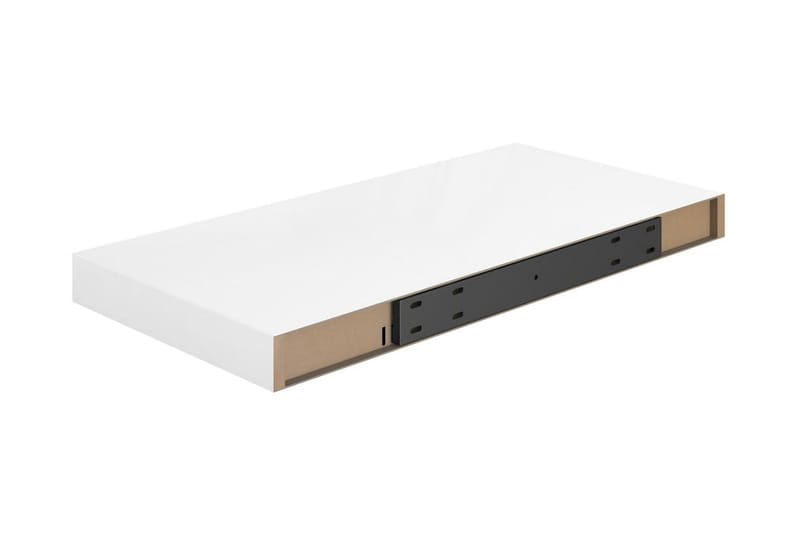 Svävande vägghyllor 2 st vit högglans 50x23x3,8 cm MDF - Vit - Förvaring - Hylla - Vägghylla