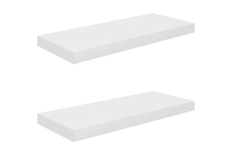 Svävande vägghyllor 2 st vit högglans 60x23,5x3,8 cm MDF - Vit - Förvaring - Hylla - Vägghylla