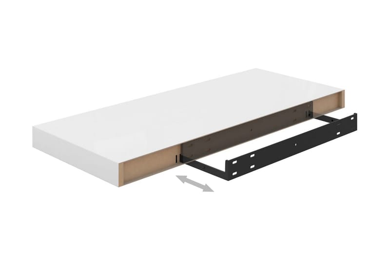 Svävande vägghyllor 2 st vit högglans 60x23,5x3,8 cm MDF - Vit - Förvaring - Hylla - Vägghylla