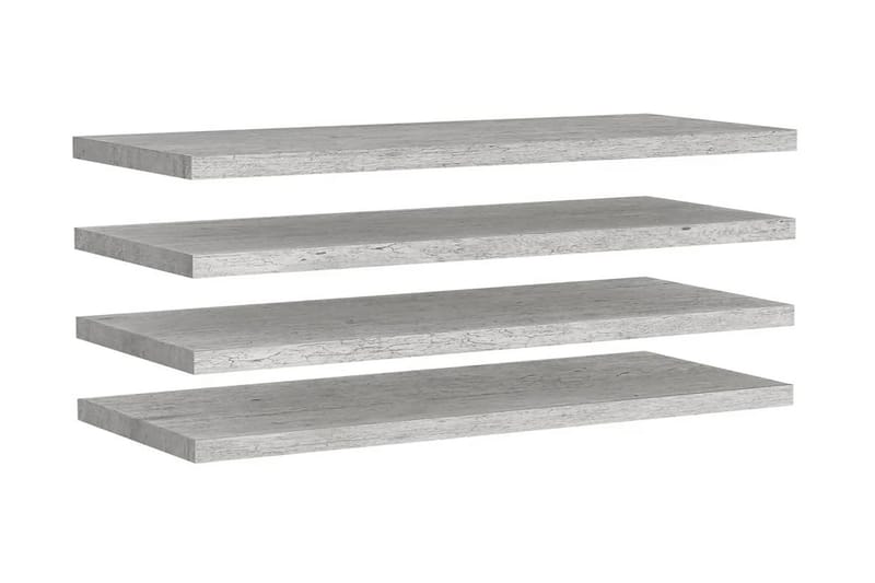 Svävande vägghyllor 4 st betonggrå 100x23,5x3,8 cm MDF - Grå - Förvaring - Hylla - Vägghylla