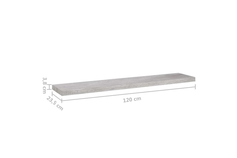 Svävande vägghyllor 4 st betonggrå 120x23,5x3,8 cm MDF - Betonggrå - Förvaring - Hylla - Vägghylla