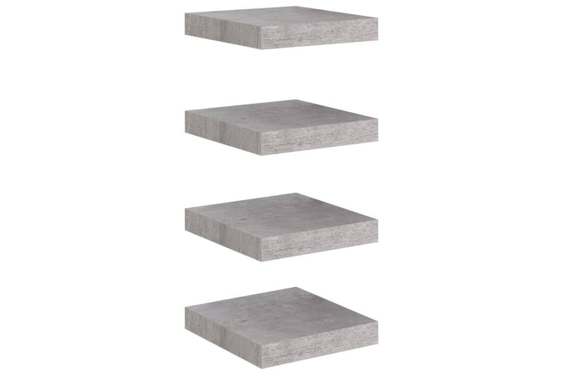 Svävande vägghyllor 4 st betonggrå 23x23,5x3,8 cm MDF - Betonggrå - Förvaring - Hylla - Vägghylla