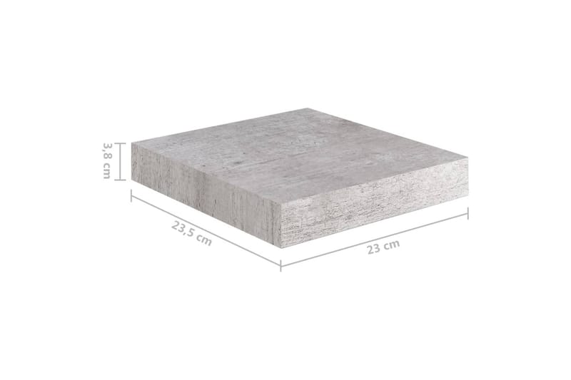 Svävande vägghyllor 4 st betonggrå 23x23,5x3,8 cm MDF - Betonggrå - Förvaring - Hylla - Vägghylla