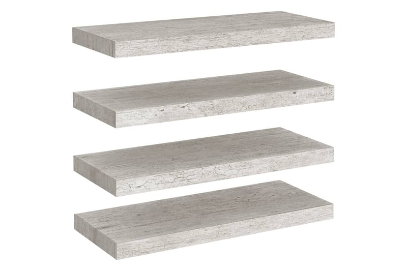 Svävande vägghyllor 4 st betonggrå 60x23,5x3,8 cm MDF - Betonggrå - Vägghylla