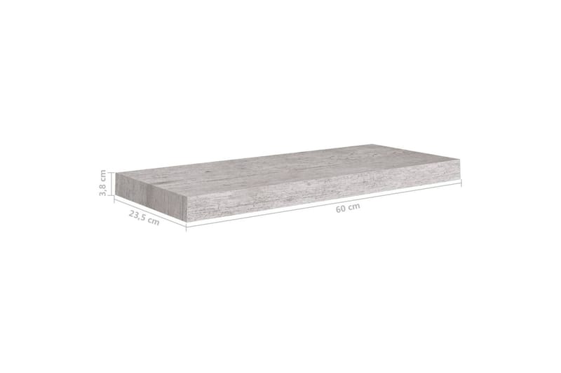 Svävande vägghyllor 4 st betonggrå 60x23,5x3,8 cm MDF - Betonggrå - Vägghylla