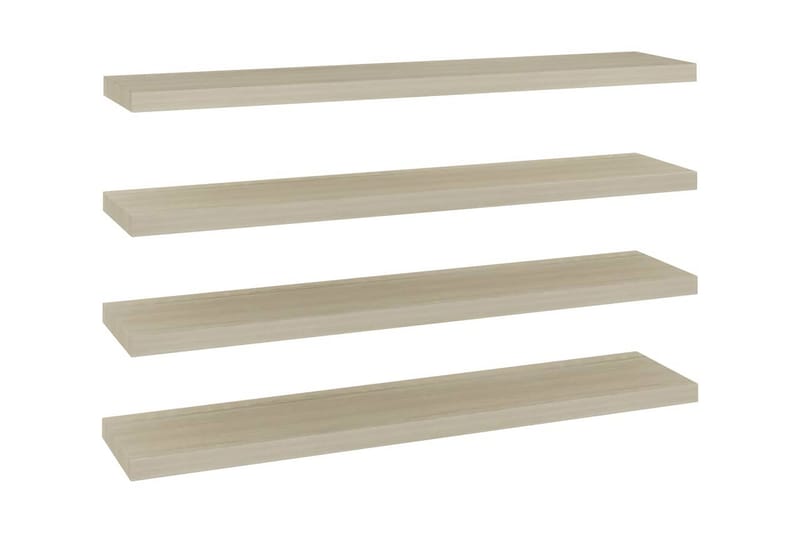 Svävande vägghyllor 4 st ek 120x23,5x3,8 cm MDF - Brun - Förvaring - Hylla - Vägghylla