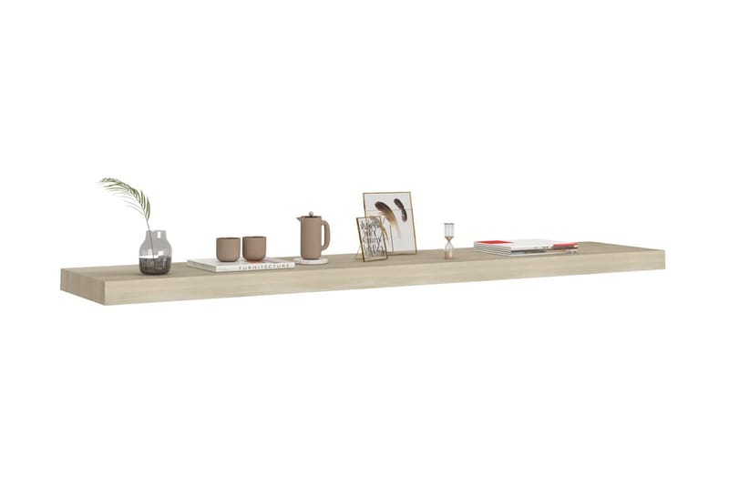 Svävande vägghyllor 4 st ek 120x23,5x3,8 cm MDF - Brun - Förvaring - Hylla - Vägghylla