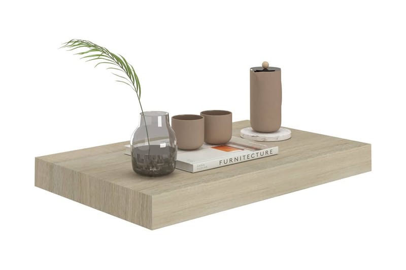 Svävande vägghyllor 4 st ek 40x23x3,8 cm MDF - Brun - Förvaring - Hylla - Vägghylla