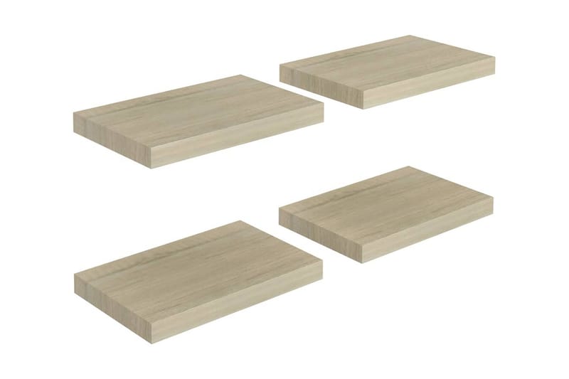 Svävande vägghyllor 4 st ek 40x23x3,8 cm MDF - Brun - Förvaring - Hylla - Vägghylla