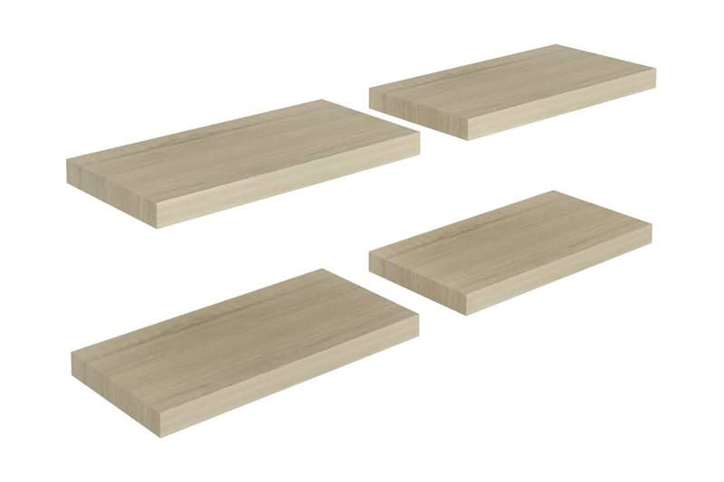 Svävande vägghyllor 4 st ek 50x23x3,8 cm MDF - Brun - Förvaring - Hylla - Vägghylla