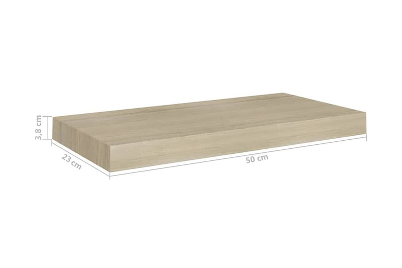 Svävande vägghyllor 4 st ek 50x23x3,8 cm MDF - Brun - Förvaring - Hylla - Vägghylla