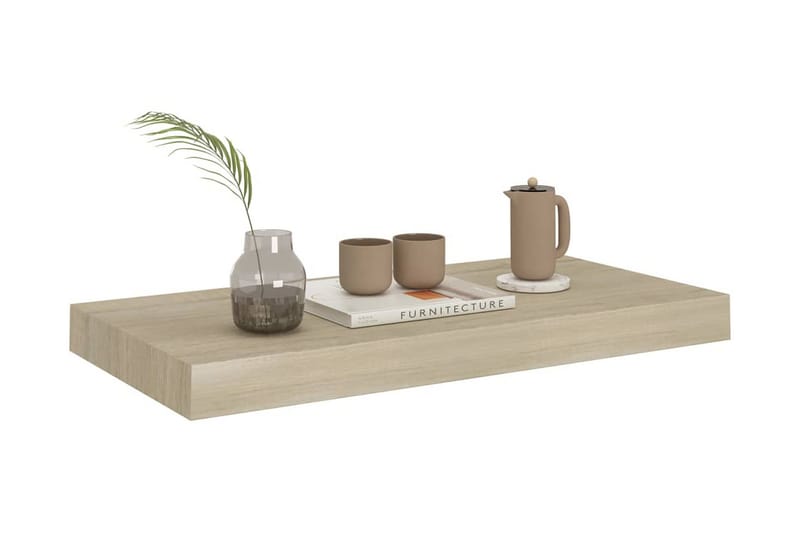 Svävande vägghyllor 4 st ek 50x23x3,8 cm MDF - Brun - Förvaring - Hylla - Vägghylla