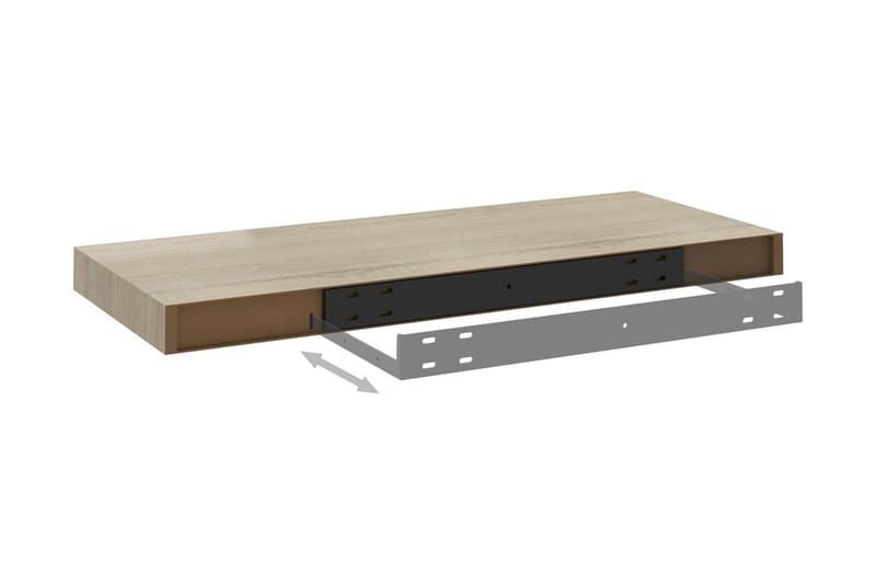 Svävande vägghyllor 4 st ek 60x23,5x3,8 cm MDF - Brun - Förvaring - Hylla - Vägghylla