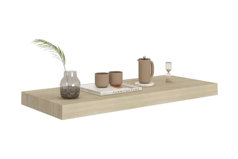 Svävande vägghyllor 4 st ek 60x23,5x3,8 cm MDF - Brun - Förvaring - Hylla - Vägghylla