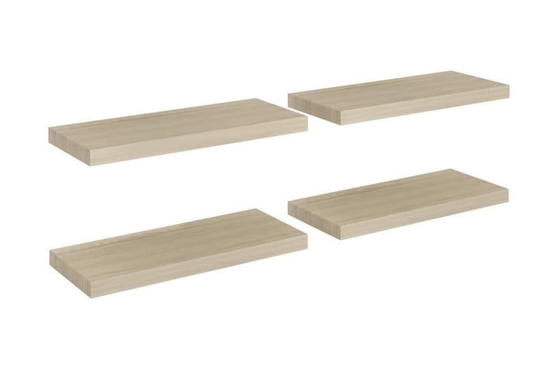 Svävande vägghyllor 4 st ek 60x23,5x3,8 cm MDF - Brun - Förvaring - Hylla - Vägghylla