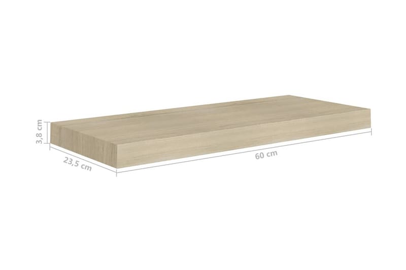 Svävande vägghyllor 4 st ek 60x23,5x3,8 cm MDF - Brun - Förvaring - Hylla - Vägghylla